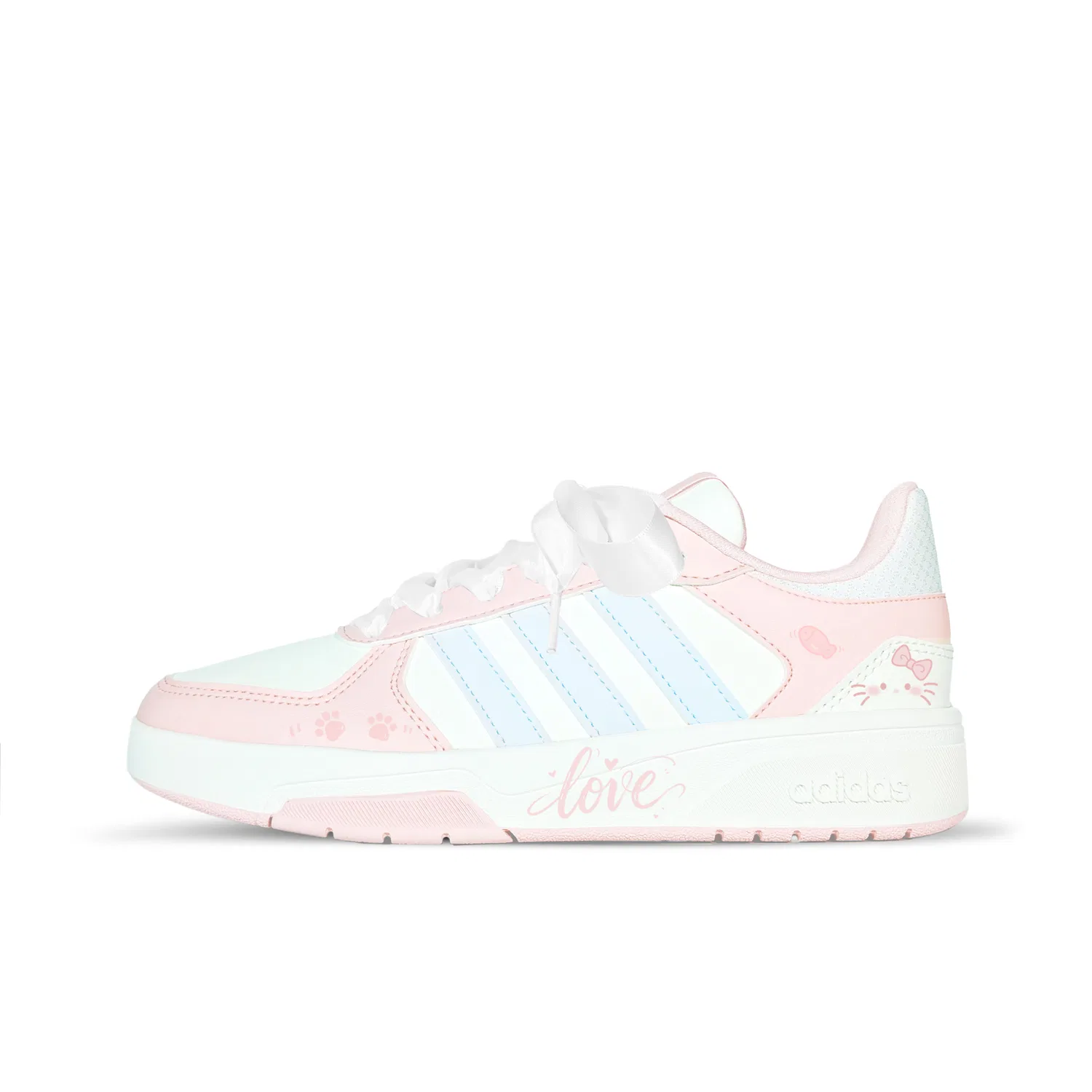 Детские кроссовки для скейтбординга с принтом Adidas COURTBEAT, Pink Blue