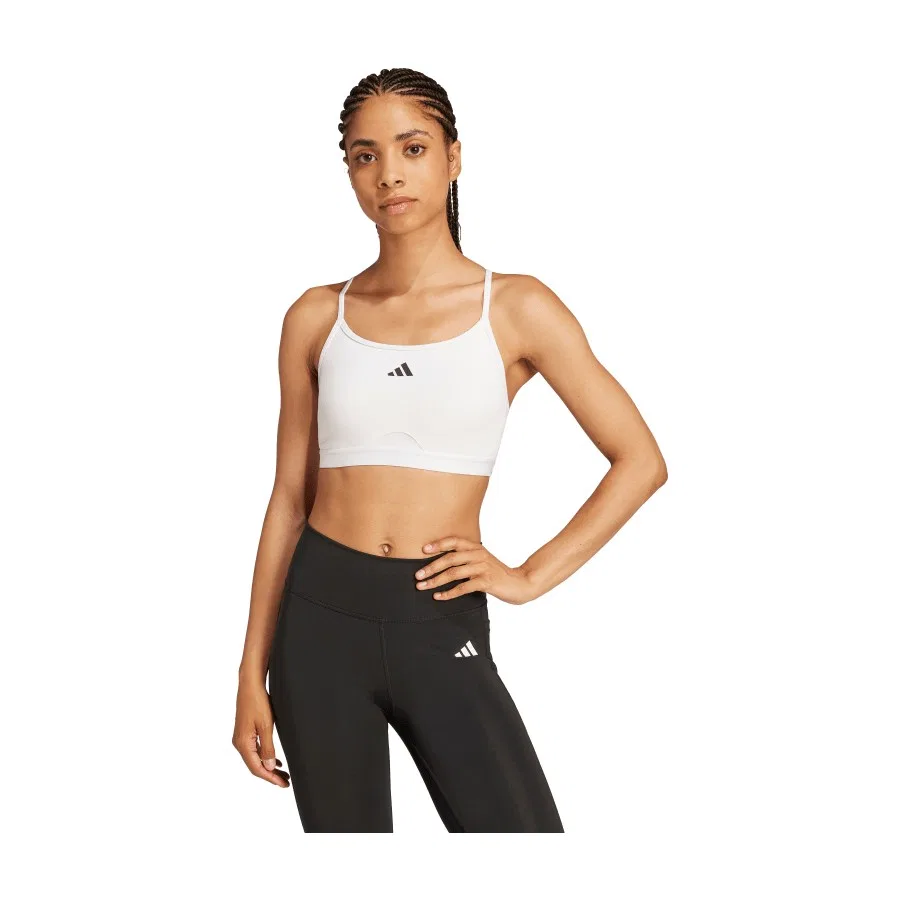 Спортивный бюстгальтер с высокой поддержкой Aeroreact Training 3-Stripes adidas, XL, Белый — фото 2