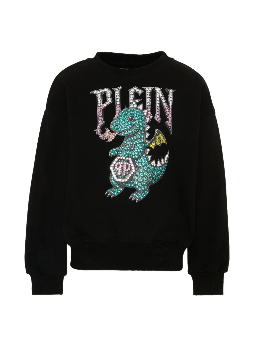Рубашка с кристаллами и логотипом Philipp Plein Junior, черный
