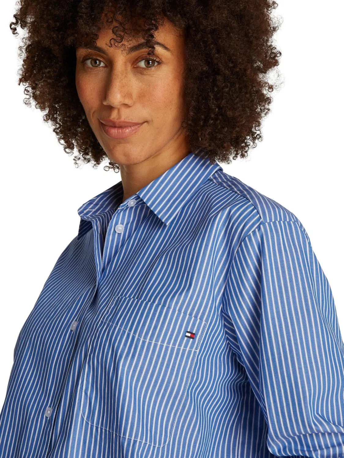 Женская рубашка оверсайз Tommy Hilfiger, Blue (Blue Stp) — фото 4