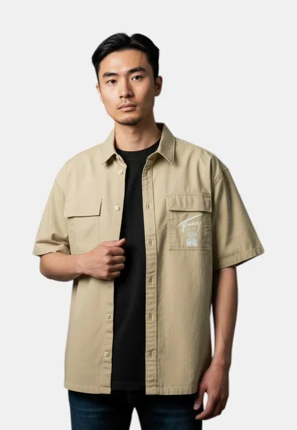 Рубашка из хлопка Camicia uomo Tommy Hilfiger, бежевый