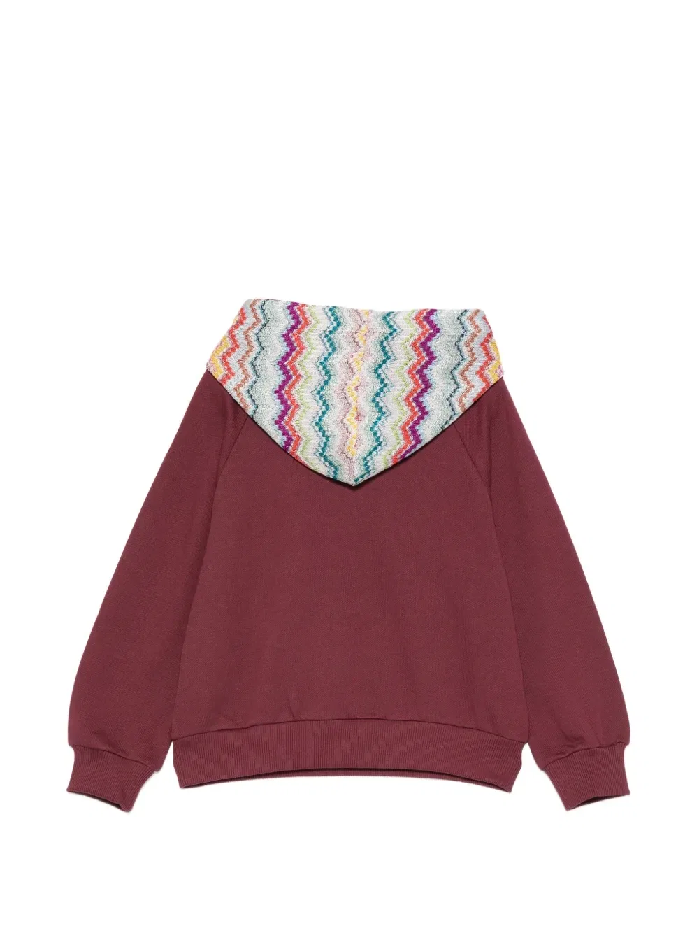 Худи из хлопка с вышитым логотипом и зигзагообразной отделкой Missoni Kids, красный — фото 2