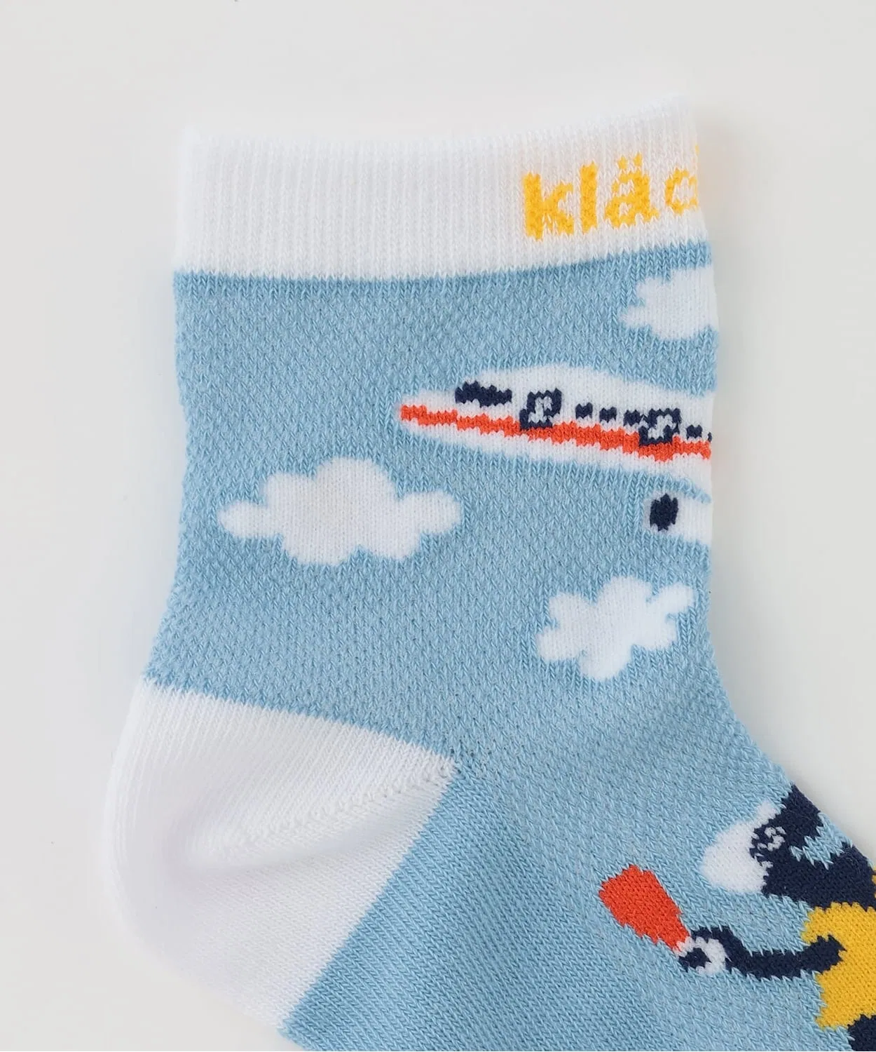 Детские носки с принтом самолета и динозавра, модель Airplane and Dinosaur, kladskap, Sax Blue — фото 3