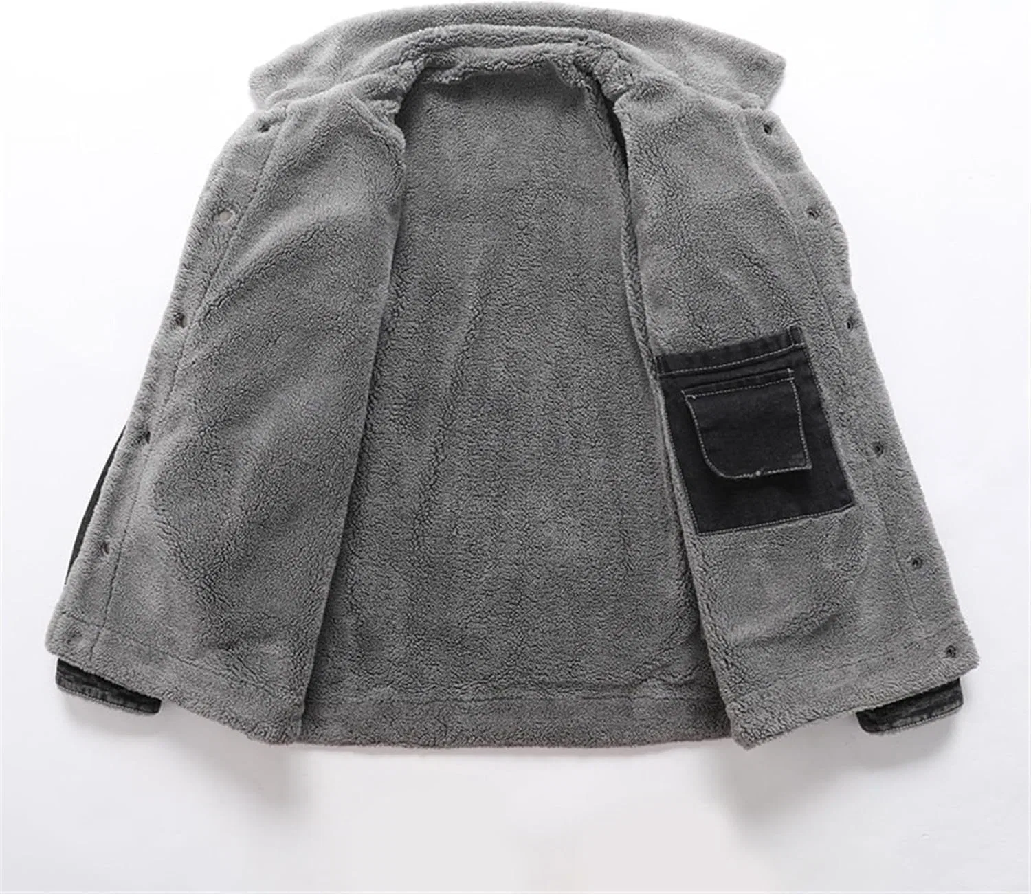 Мужская джинсовая куртка-тракер с флисовой подкладкой, Slim Fit, чёрный — фото 4
