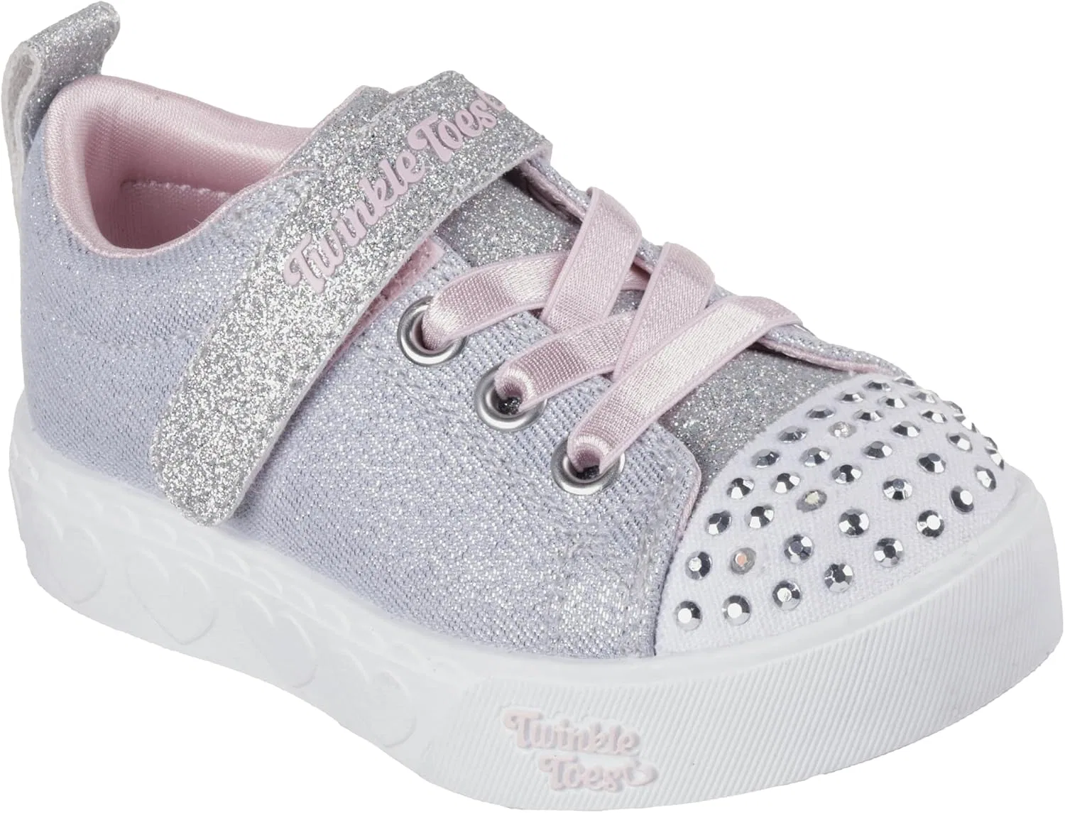 Детские кроссовки для девочек с принтом Heart Steps Shimmer Sweetie Skechers, Grey/Pink