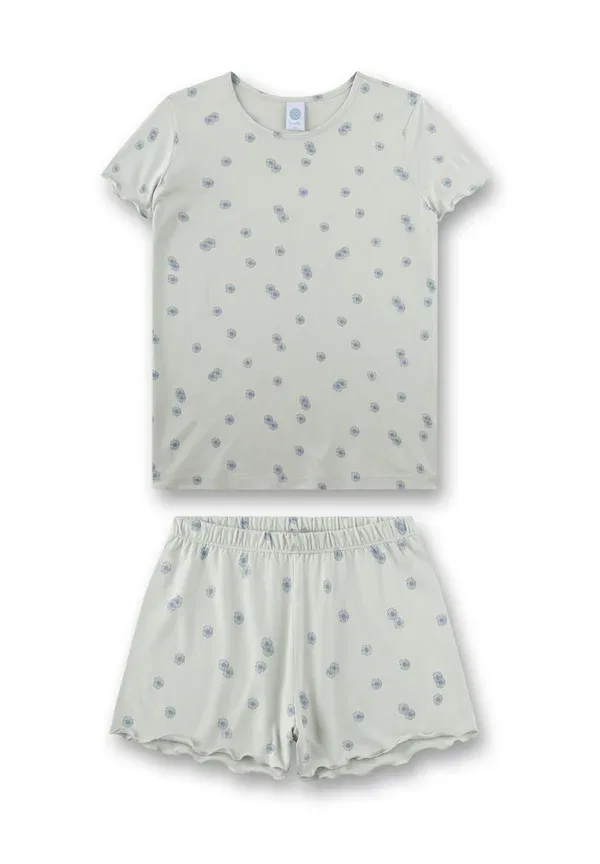 Пижама комплект из топа и шорт с цветочным принтом Set cotton modal Sanetta, синий