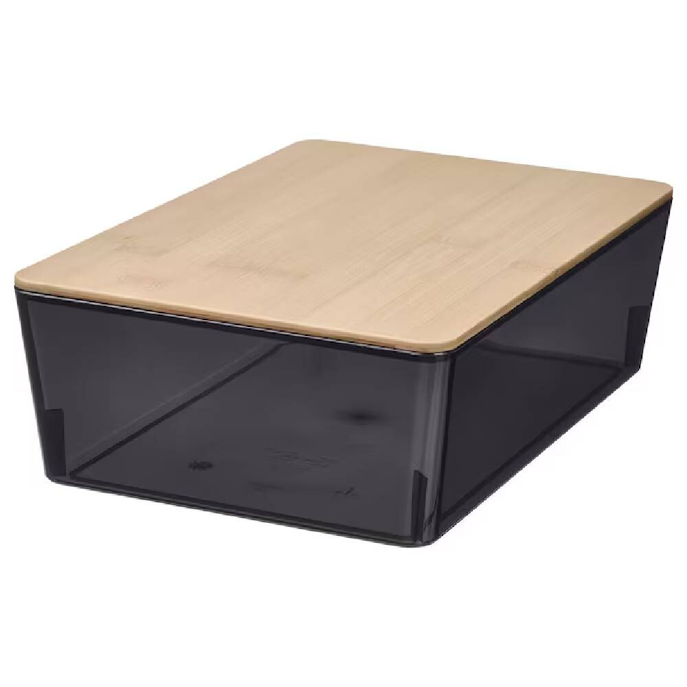 

Коробка с крышкой Ikea Kuggis 18Х26Х8 см, черный/бамбук