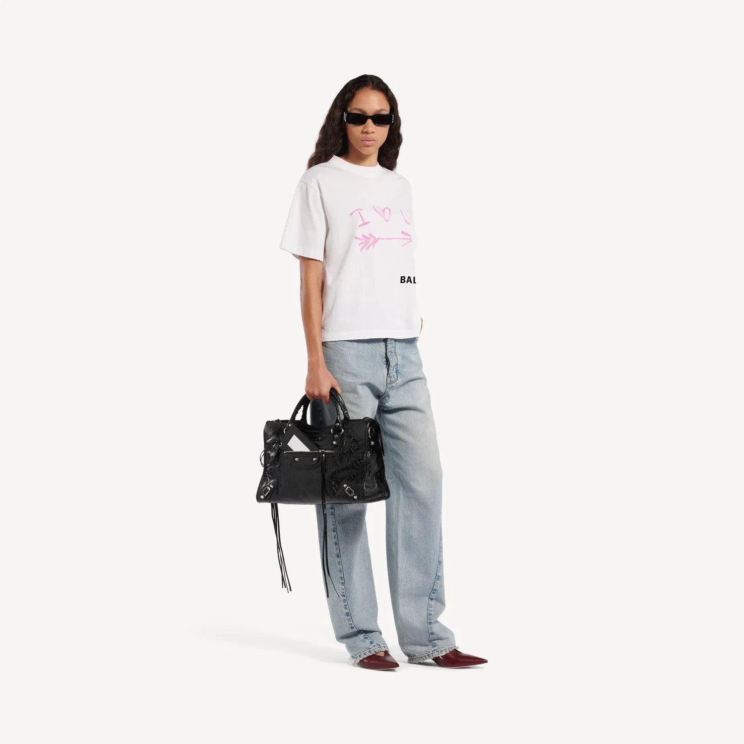 Женская футболка средней посадки BALENCIAGA, белый — фото 2