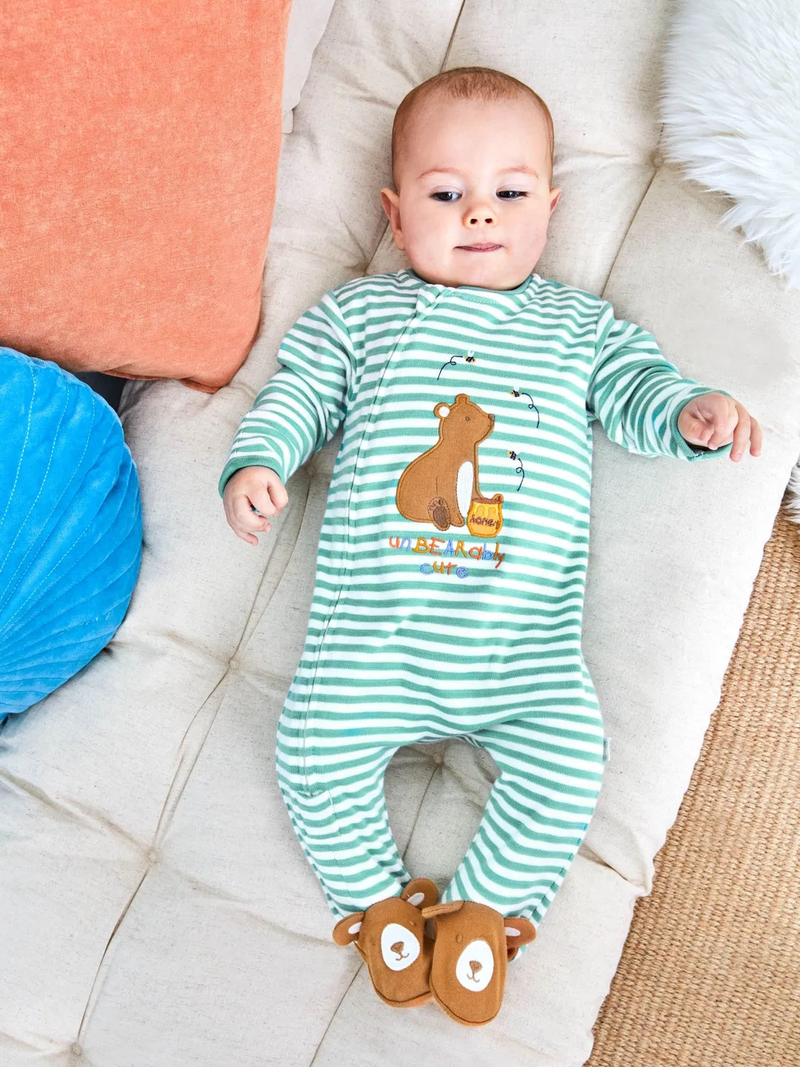 Слип с аппликацией медведя, JoJo Maman Bébé, зеленый — фото 2
