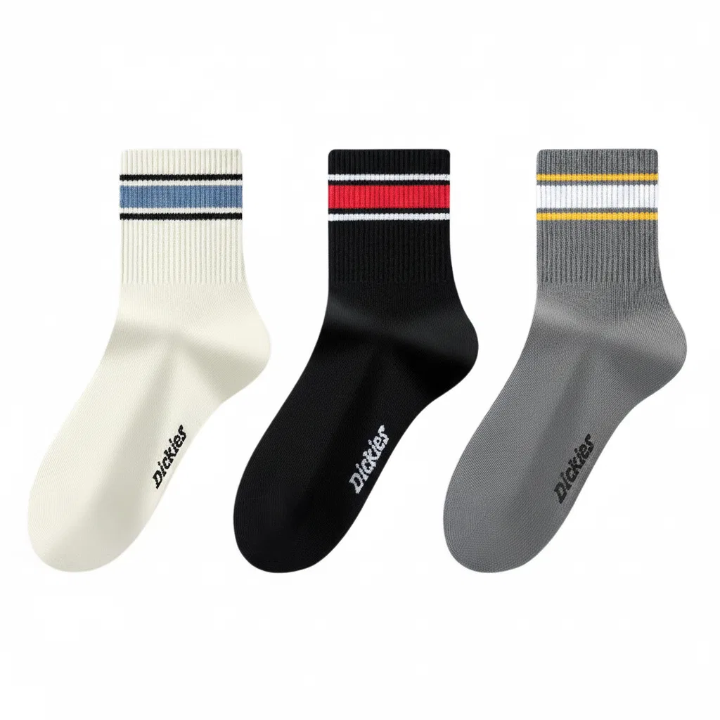 Детские носки с принтом, комплект из 3 пар, Trendy Cool Cotton Socks, Dickies, Ecru/Ink Black/Dark Gray