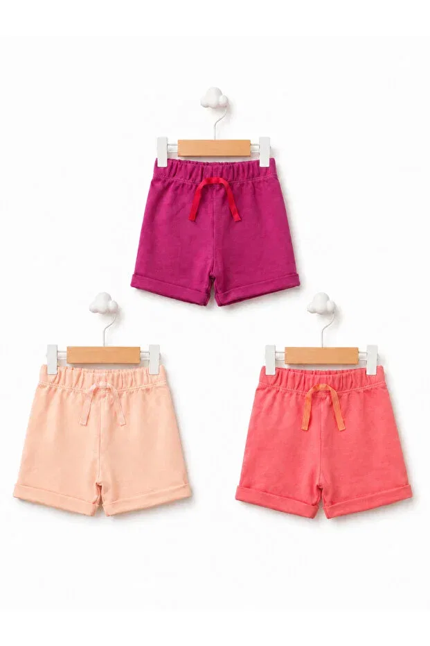 Детский комплект шорт для девочек хлопковый Basics For My Baby, Pudra-Fuşya-Pembe
