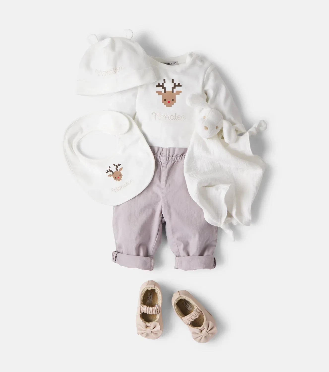 Комплект из 3 предметов для новорожденных Moncler Enfant, белый — фото 2