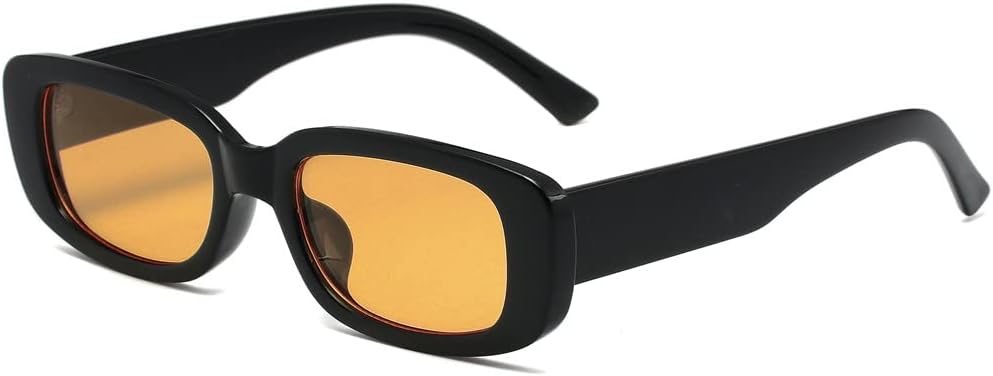

Солнцезащитные очки LASPOR в винтажном прямоугольном стиле для женщин и мужчин, модные ретро-очки в маленькой квадратной оправе, защита от УФ-излучения UV 400, для вождения, черные, Orange Yellow