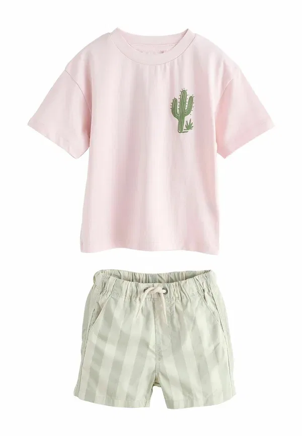 Комплект из футболки и шорт с полосками Next Light Pink Mint Stripe, светло-розовый/мятный