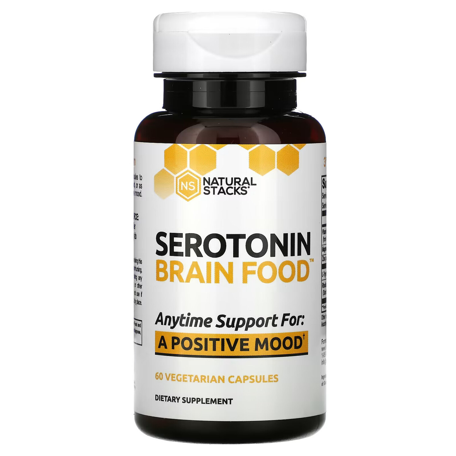 

Natural Stacks, Serotonin Brain Food, 60 вегетарианских капсул