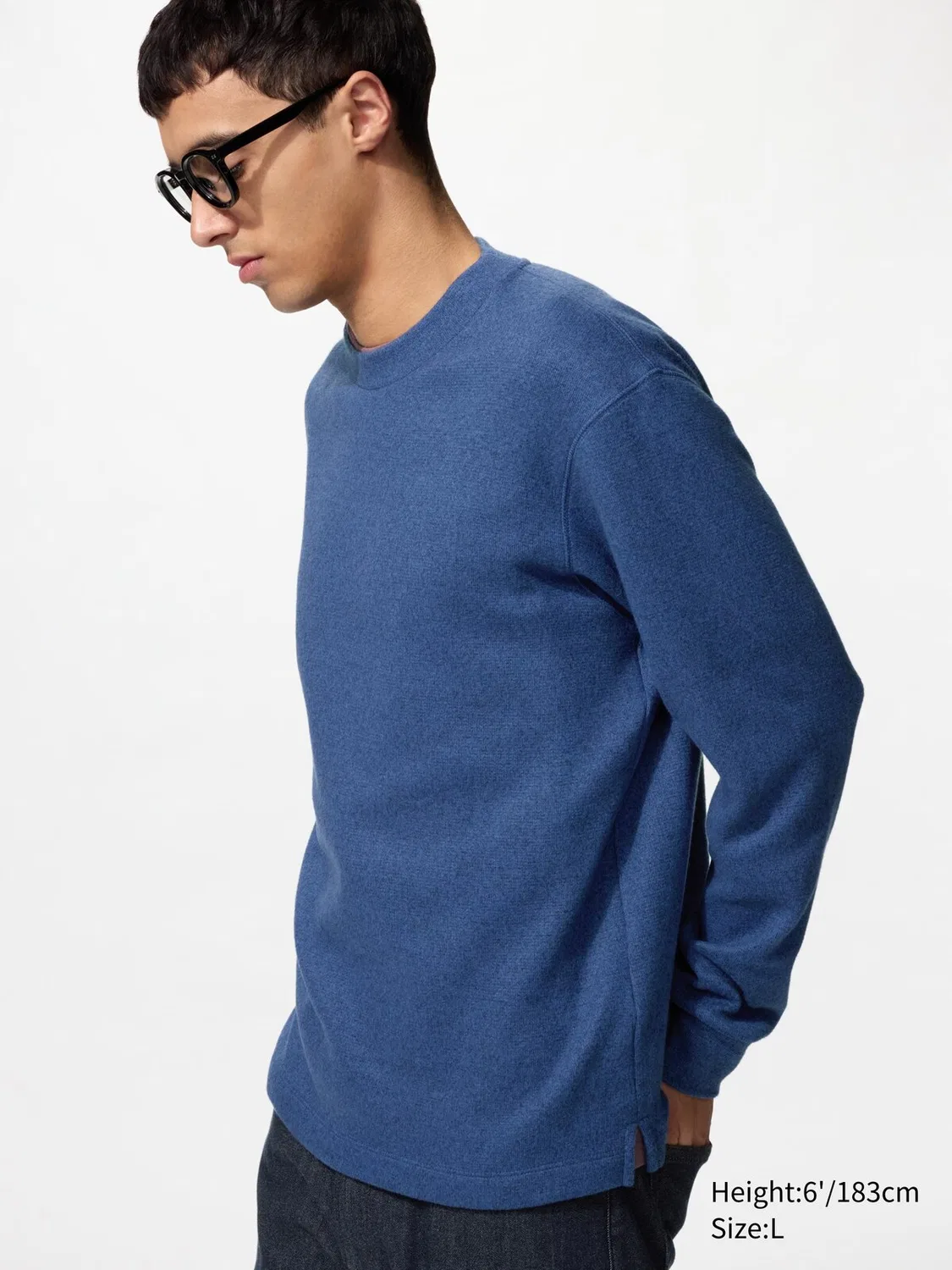 Свитер Uniqlo Same Style Soft Knitted Polar Fleece Round Neck, 65 blue