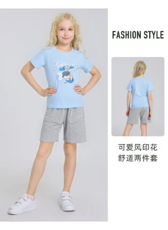 Комплект для девочек с коротким рукавом и шортами Jeanswest, голубой