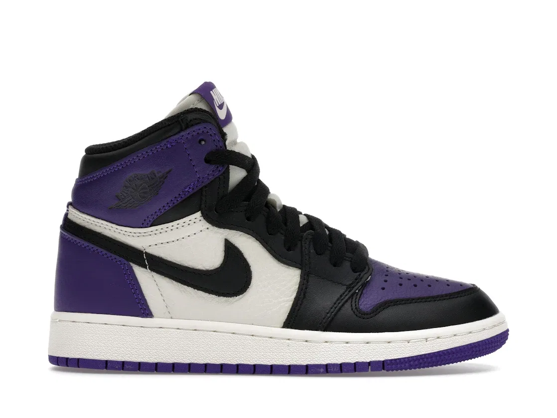 Детские кроссовки с высоким верхом Jordan 1 Retro High, Court Purple/Black-Sail