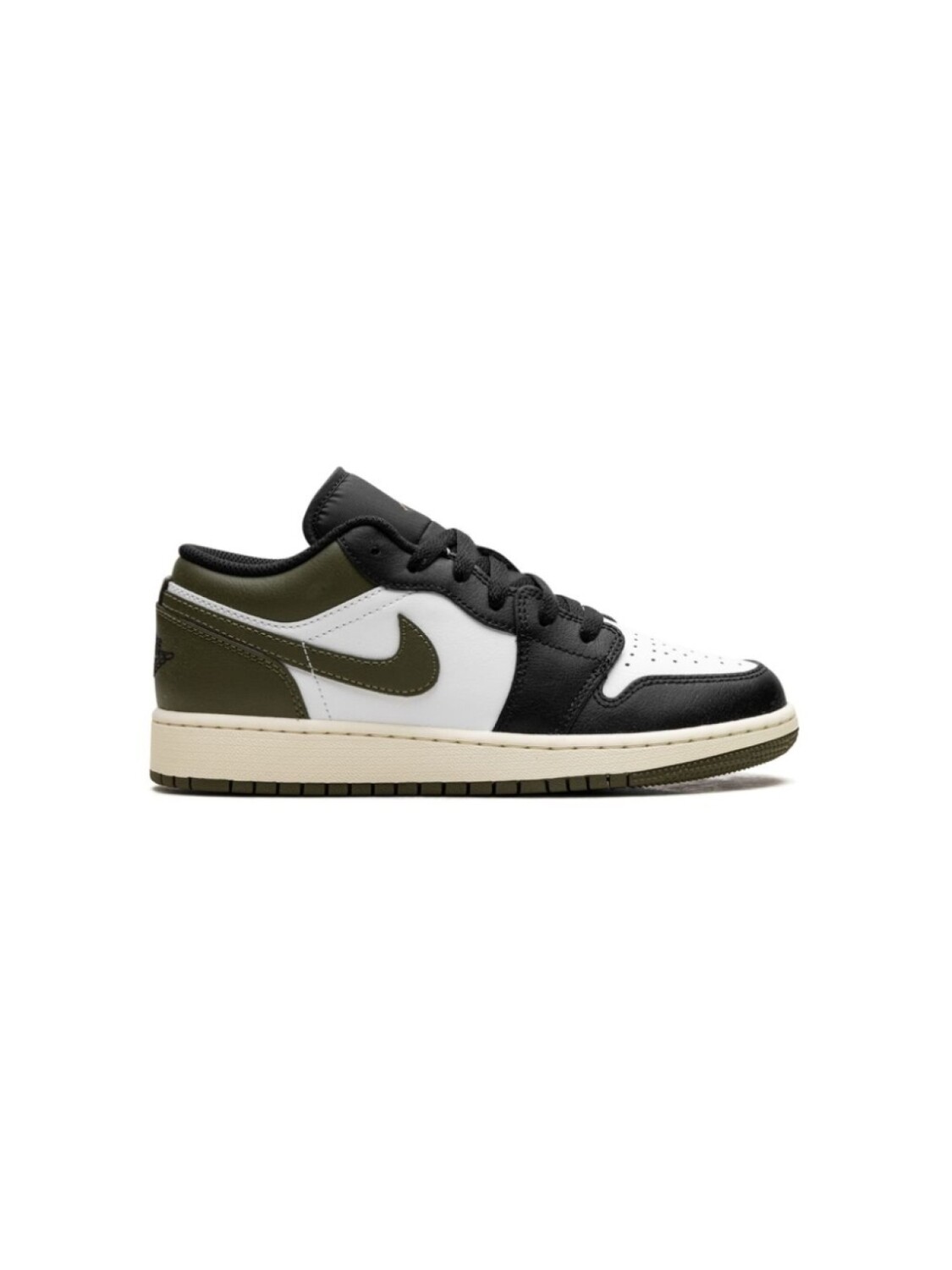 

Кроссовки Air Jordan 1 Low "Black Toe/Medium/Olive" Jordan Kids, зеленый