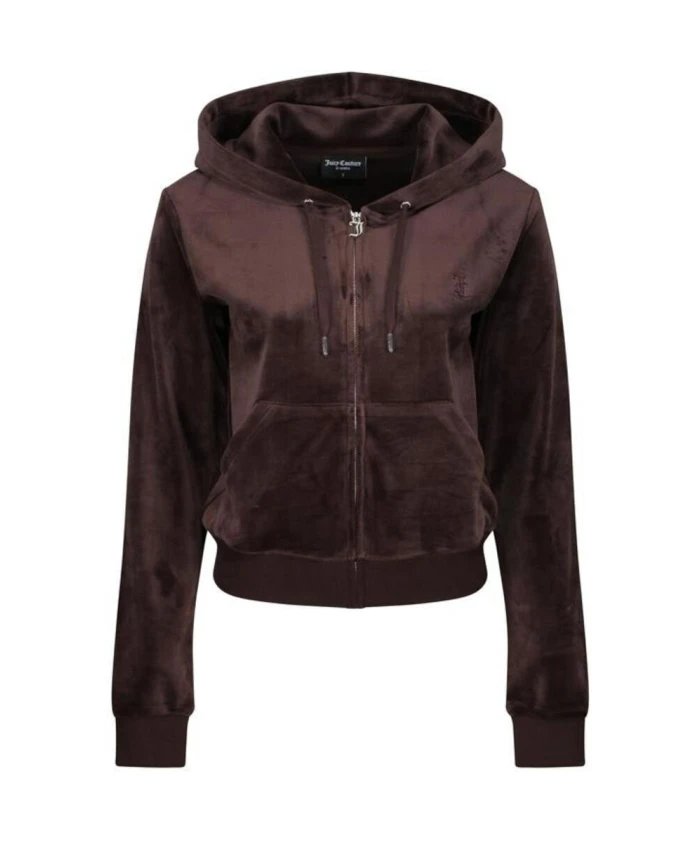 

Коричневая велюровая толстовка с капюшоном и застежкой-молнией Juicy Couture, коричневый