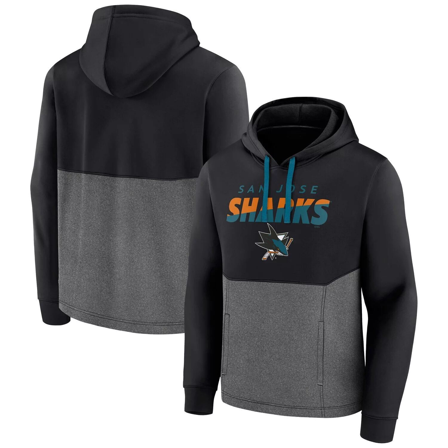 

Мужской черный пуловер с капюшоном с логотипом San Jose Sharks Slash Attack Fanatics