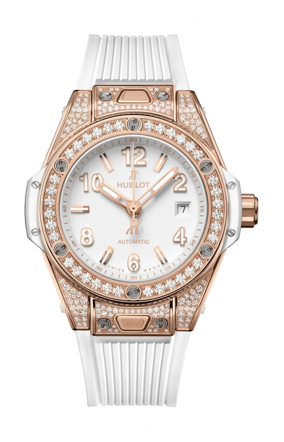 БИГ БЭНГ УАН КЛИК КИНГ ГОЛД УАЙТ ПАВЕ - 485.OE.2080.RW.1604 HUBLOT, золотой