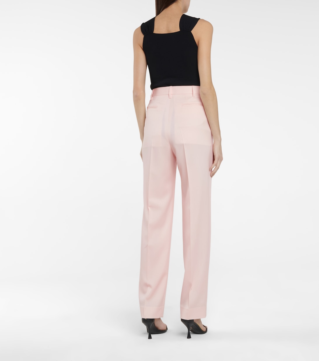 Узкие шерстяные брюки Julien с высокой талией Stella McCartney, Pale Pink — фото 3