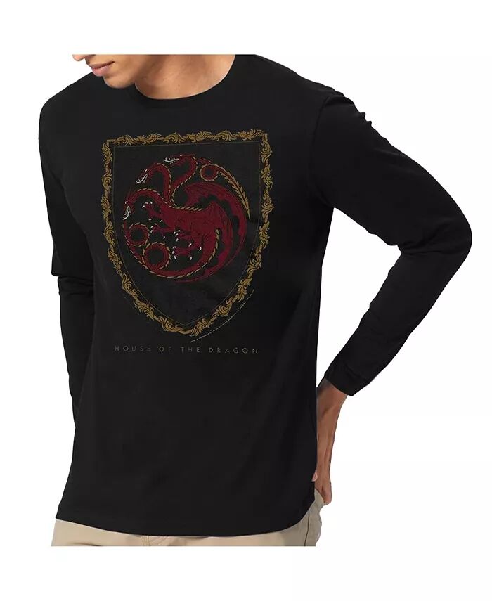 

Мужская футболка Dragon Shield Vintage Dark с длинным рукавом для взрослых House of the Dragon, черный