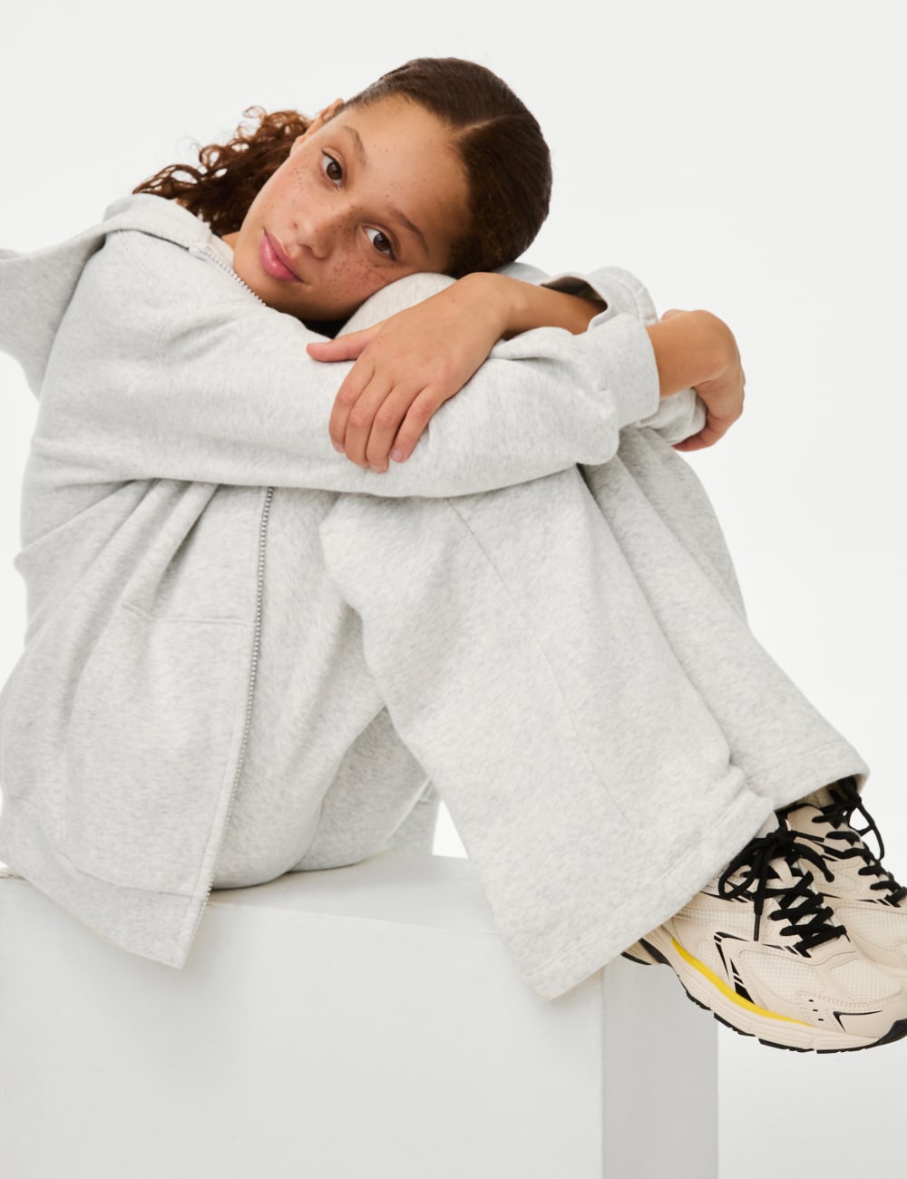 

Широкие брюки-джоггеры из хлопка с высоким содержанием хлопка Marks & Spencer, серый мергель