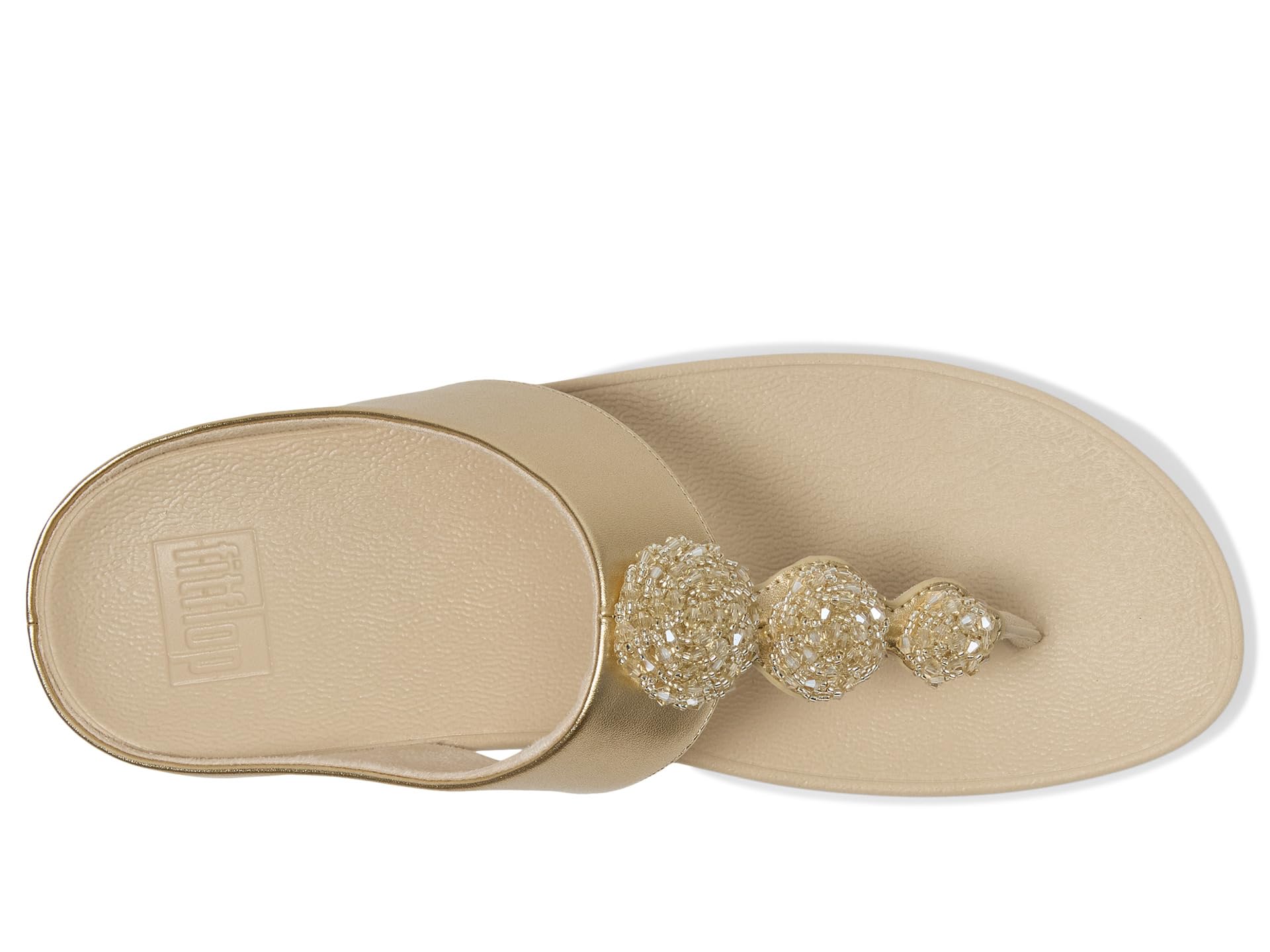 Сандалии FitFlop Fino Beadie-Button Metallic Toe-Post Sandals, цвет Platino — фото 2