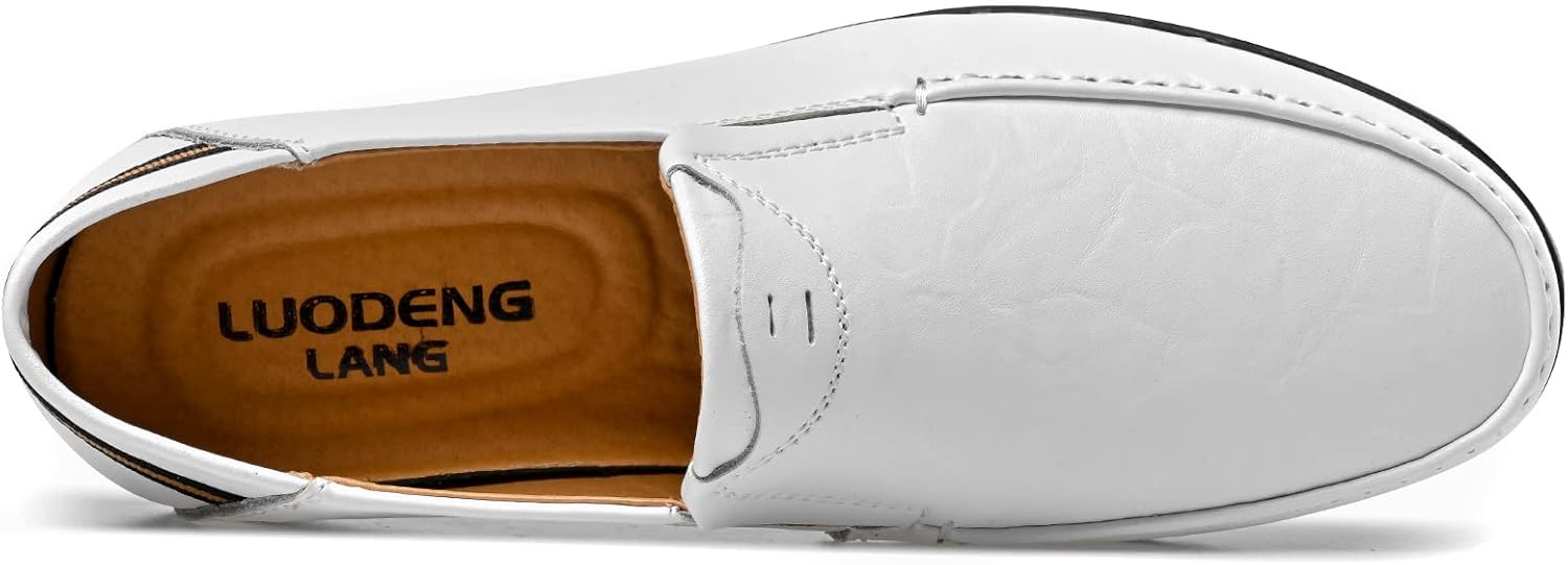 Мужские повседневные лоферы Loafer Premium из натуральной кожи, слипоны, мужские драйверские пенни-лоферы, легкие и дышащие Luodenglang, белый — фото 4