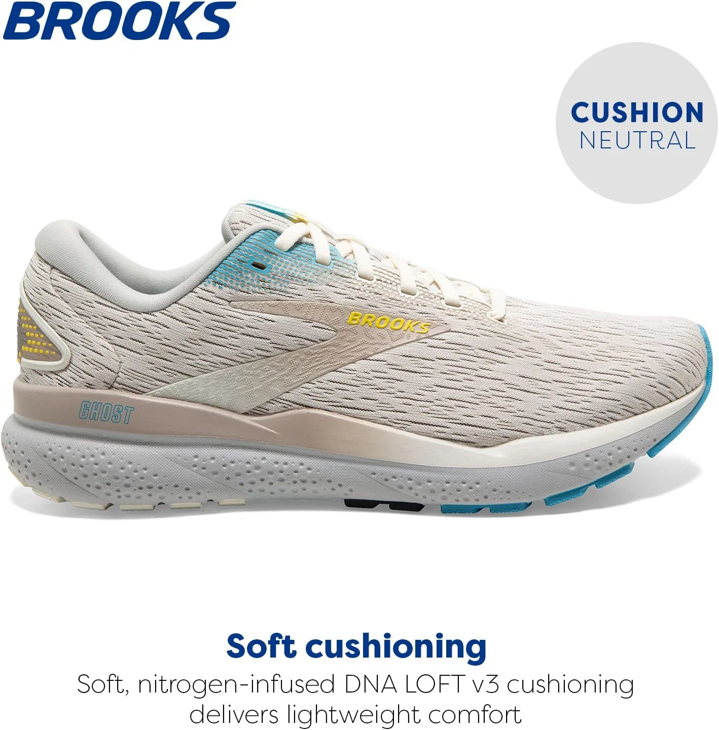 Мужские кроссовки Brooks Ghost 16, Coconut Blue Yellow — фото 2