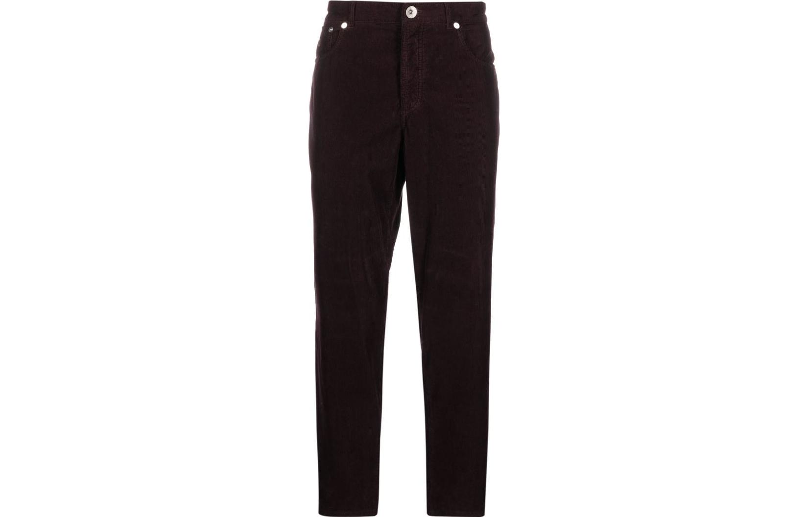 

Брюки из вельвета с вышитым логотипом Brunello Cucinelli, темно-фиолетовый