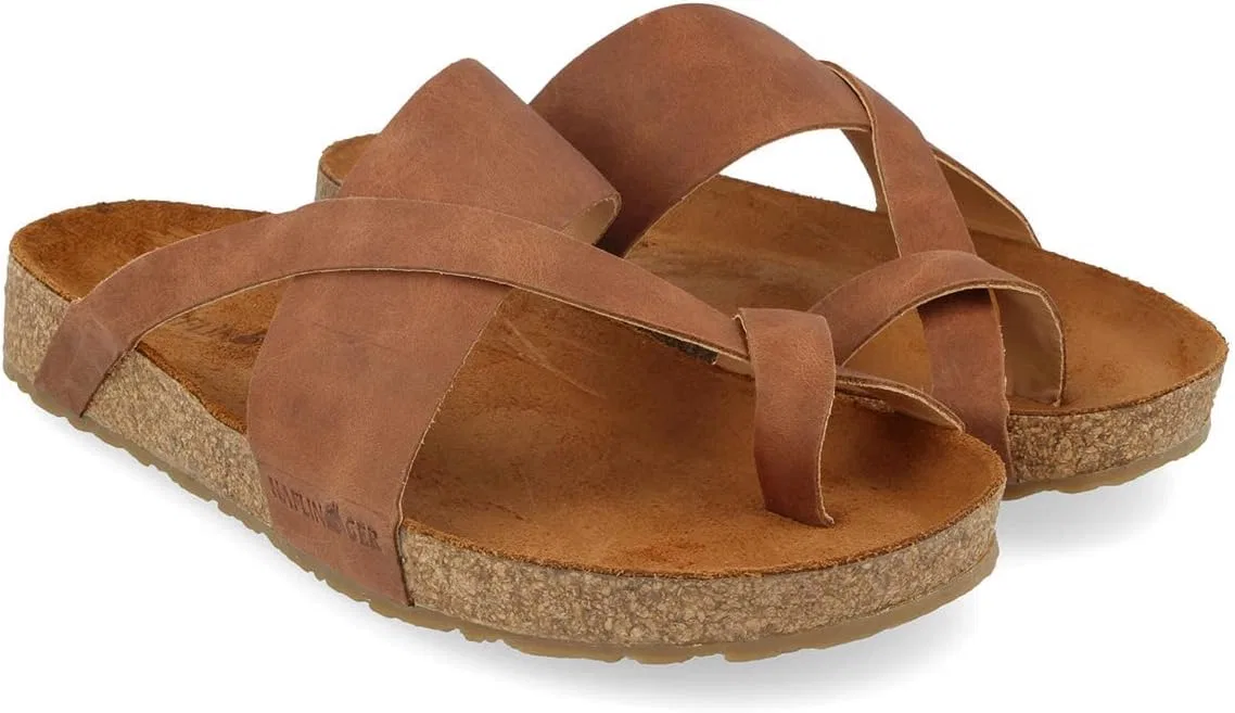 HAFLINGER Bio Jack Унисекс Кожаные Мюли Сандалии Разделитель для пальцев ног, Country Brown 1660