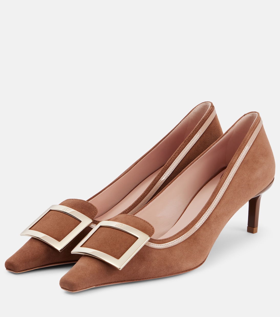 Замшевые туфли Viv' Canard 55 с пряжкой Roger Vivier, Cognac Scuro + Collant — фото 4
