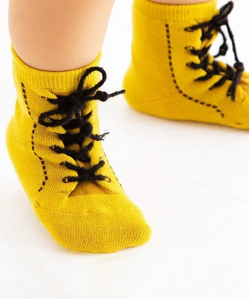 Носки POP UP SOX с принтом обуви для детей, 9-12 см, горчичный