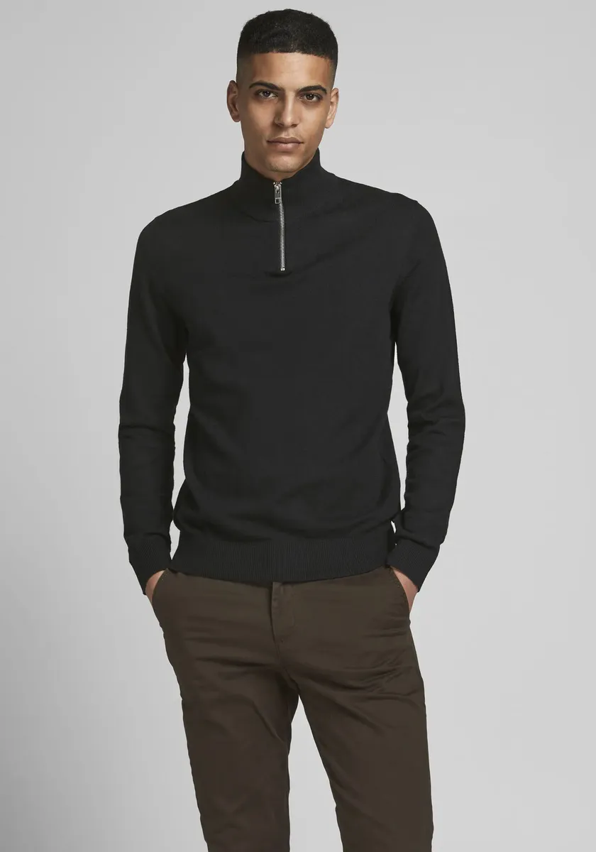 

Свитер с круглым вырезом Jack & Jones "EMIL KNIT HALF ZIP", черный
