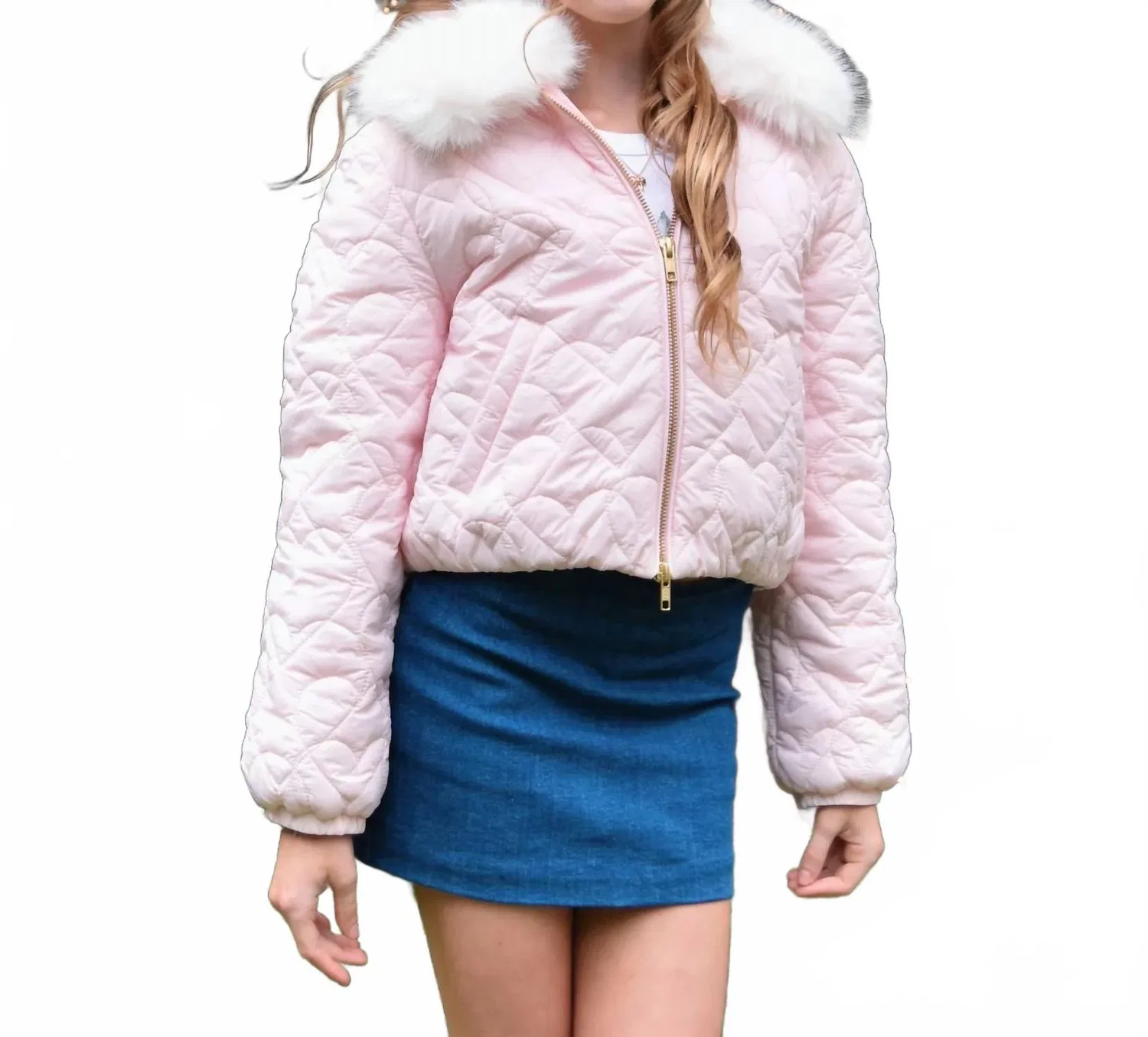 LoveShackFancy Детская мини-куртка Sandria бледно-розового цвета