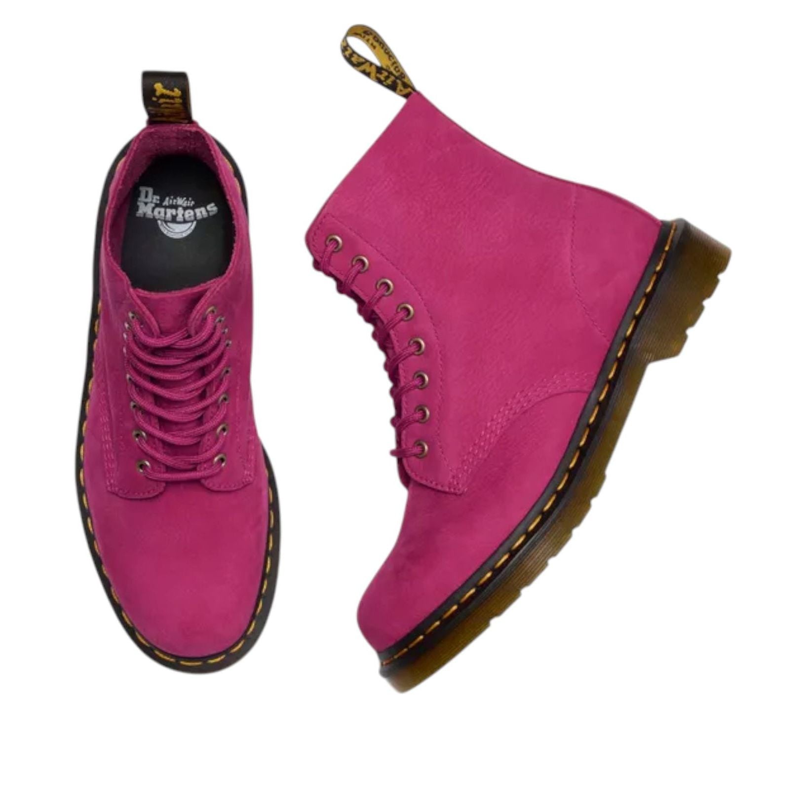 Ботинки Dr. Martens 1460 из нубука с рифленой поверхностью и шнуровкой, цвет «фуксия» — фото 4