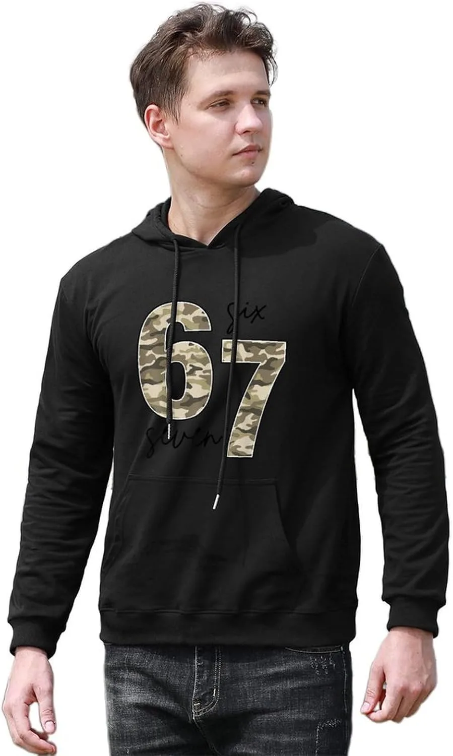 Camo Six Seven 67 Meme Hoodie Soft Vintage Pullover — фото 2