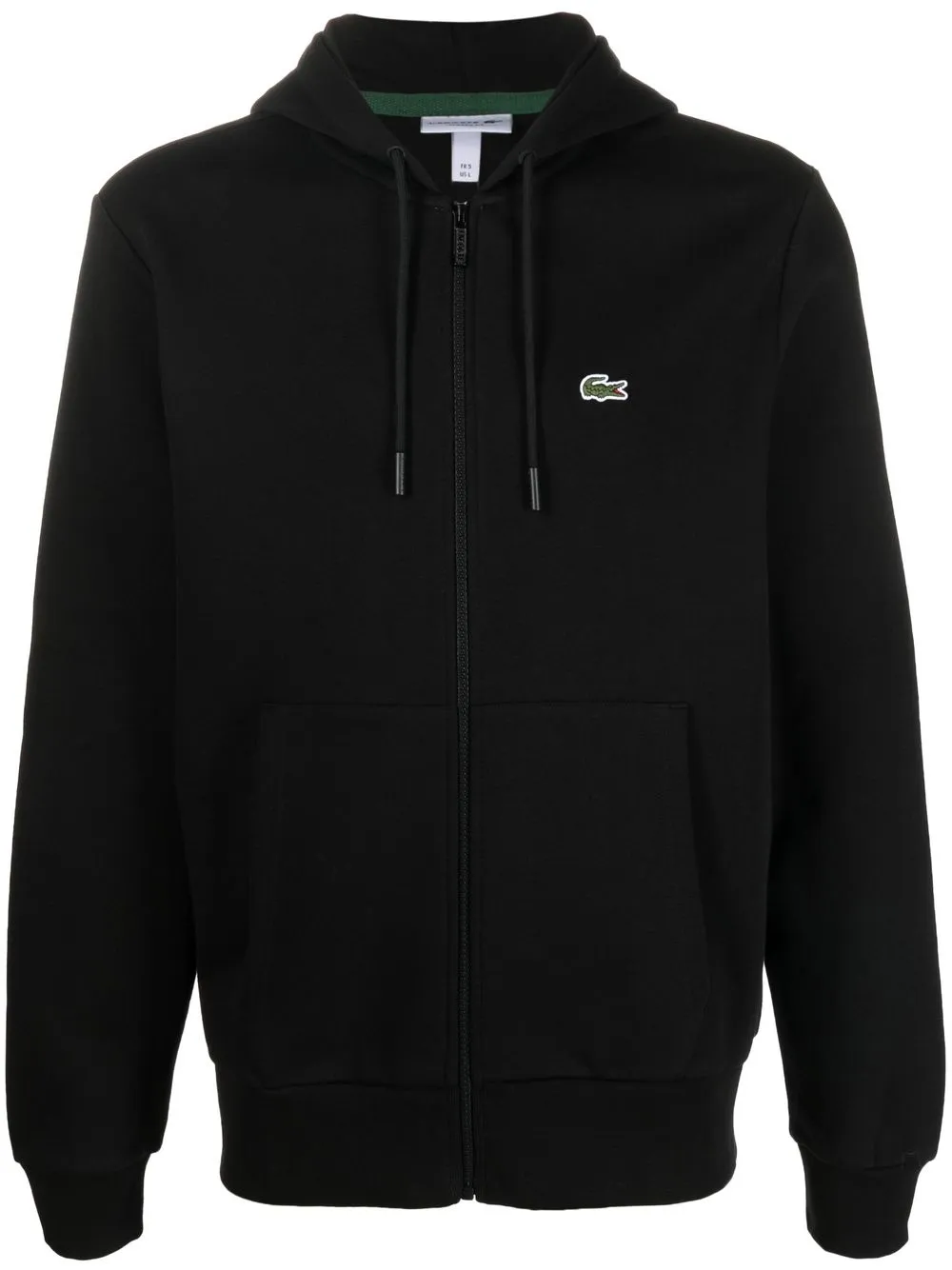 

Худи на молнии с аппликацией логотипа Lacoste, черный