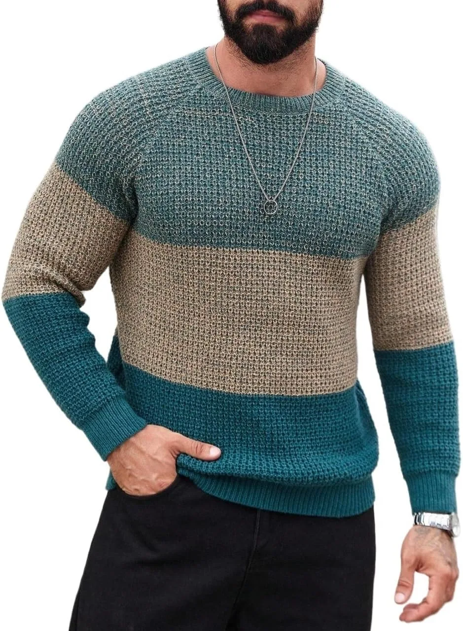 

Мужской повседневный свитер с круглым вырезом и реглан