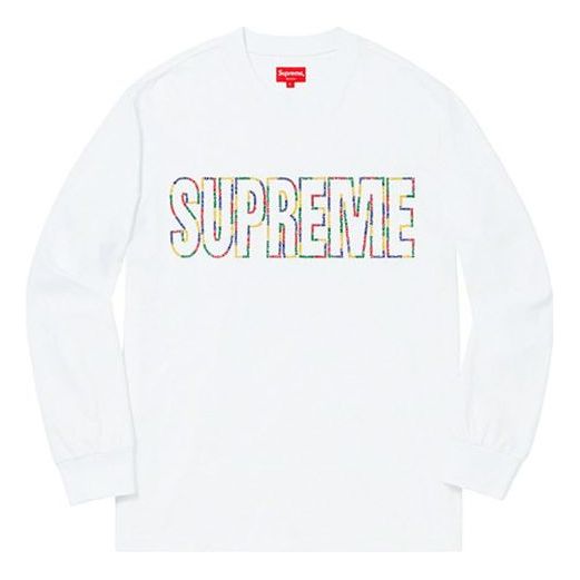 

Футболка ss19 international ls tee white logo tee Supreme, белый