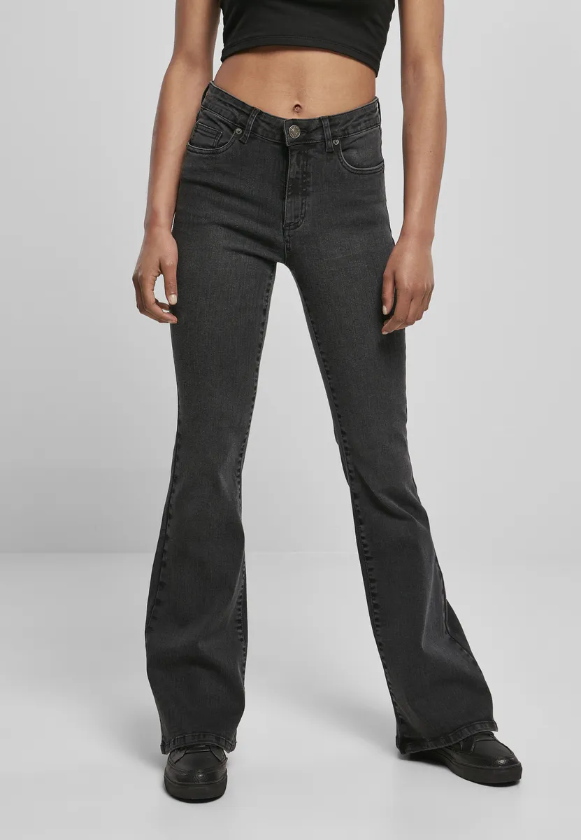 

Удобные джинсы URBAN CLASSICS " Urban Classics Women's Ladies High Waist Flared Denim Pants" (1 шт.), цвет Blackwashed