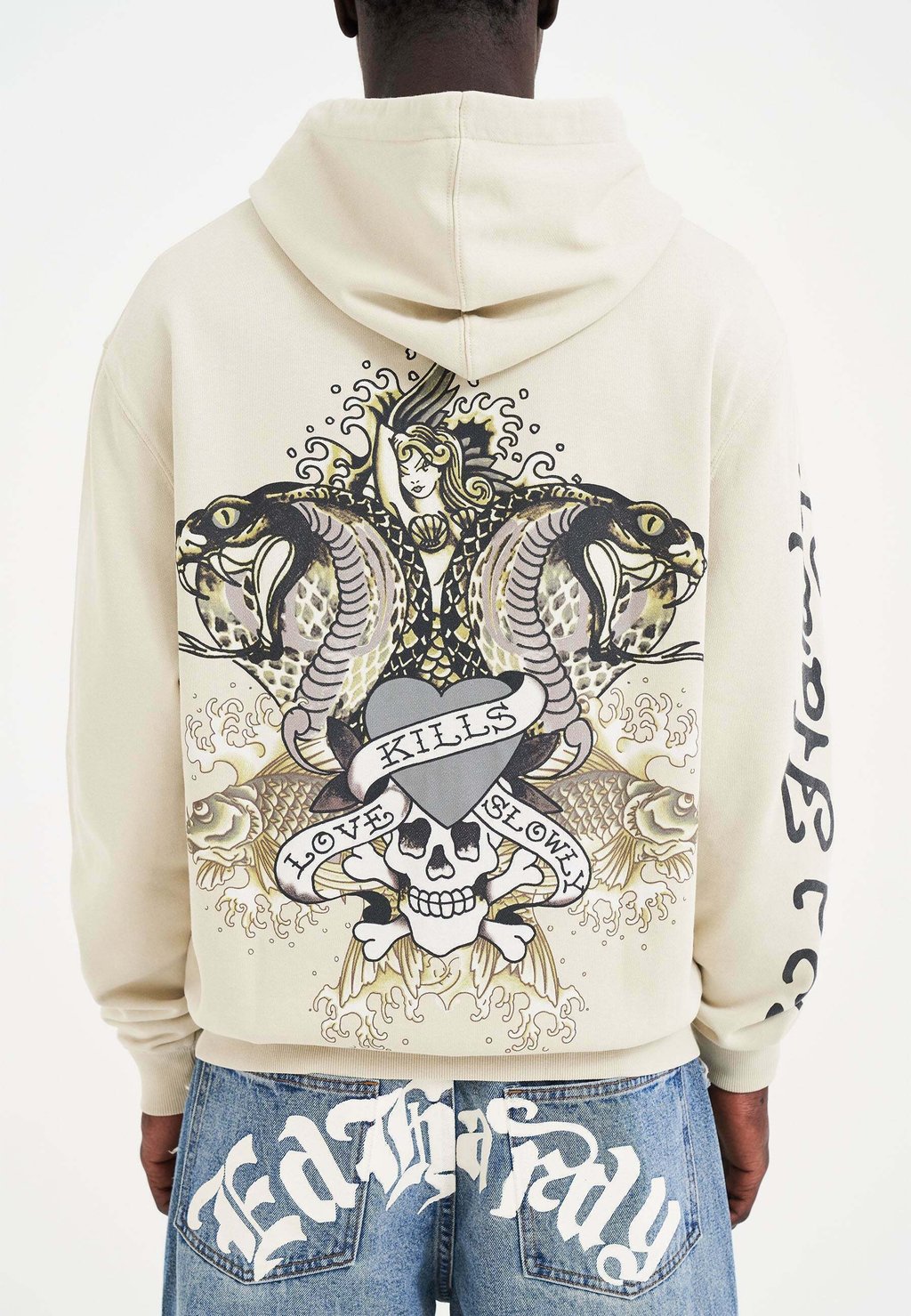 

Толстовка на молнии KILLS SLOWLY HOODIE Ed Hardy, бежевый