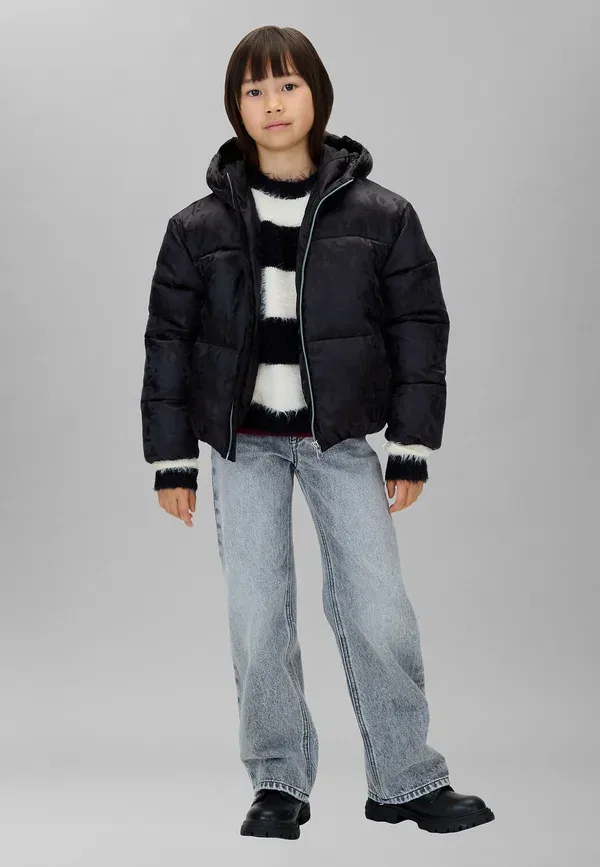 Куртка Calvin Klein Ck logo aop puffer j, beh winter jacket, черный