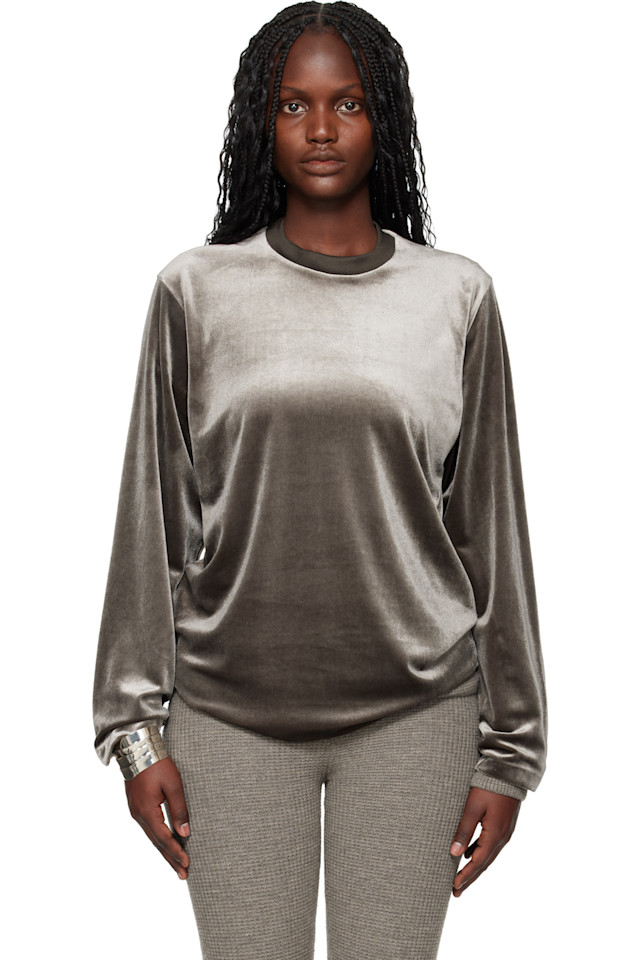 Fear Of God Essentials Классическая велюровая футболка с длинным рукавом для отдыха
