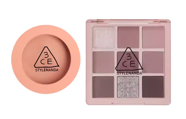 

Тени для век и румяна, 4 оттенка, легко растушевываются, выравнивают тон лица, набор из 2 предметов 3CE