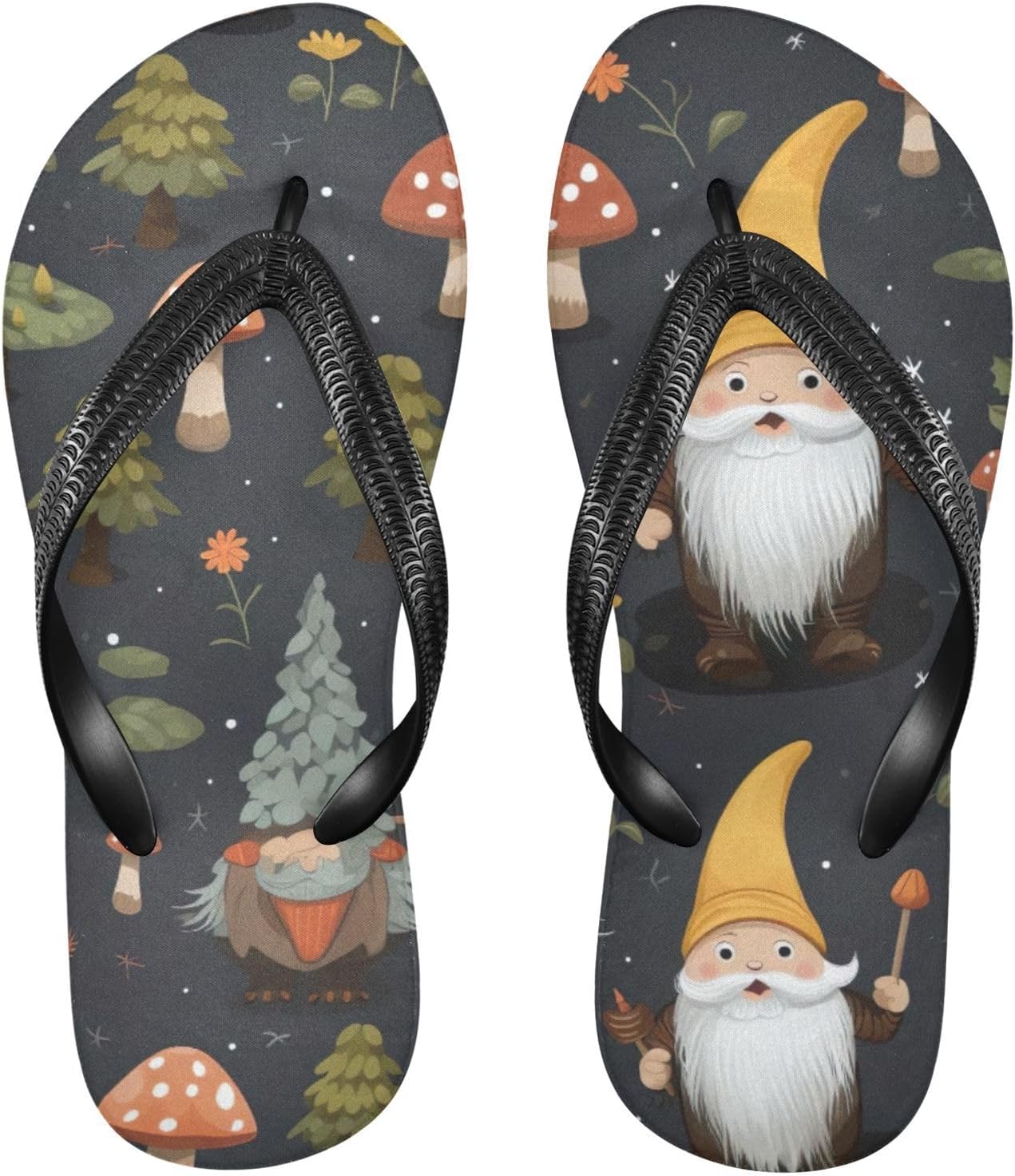 

Шлепанцы с грибами и изображением гномов и карликов для пляжа, летние повседневные сандалии для женщин и мужчин, размер XS Kfbe, Gnome