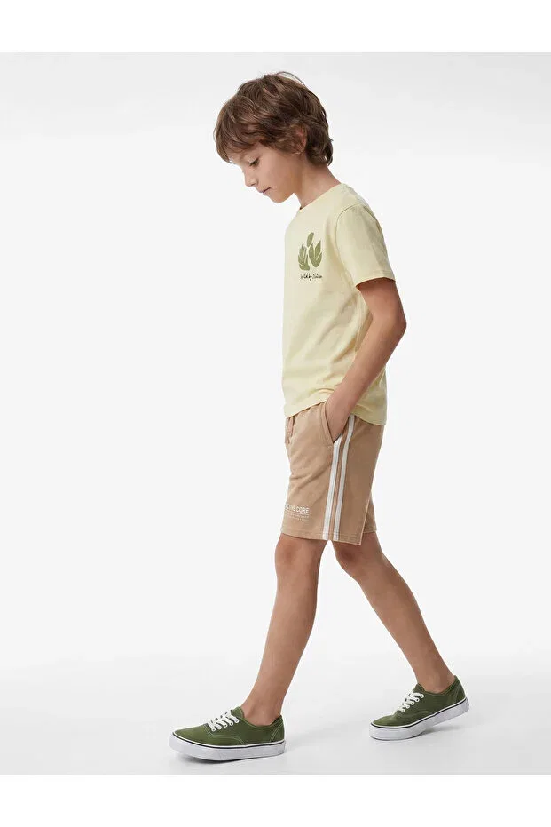 Детские шорты для мальчиков хлопковые Beli lace-up pocketed cotton shorts Koton, Brown — фото 2